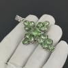 Beautiful Green Amethyst Gemstone Silver Cross Pendant In 925 Sterling Silver - Handmade Pear Design, Everyday Wear Jewelry Wadding Gift