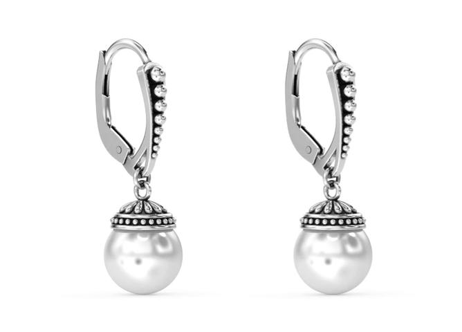 LeCalla S925 Sterling Silver Simulated Pearl Earrings/Leverback Dangle Earring for Women