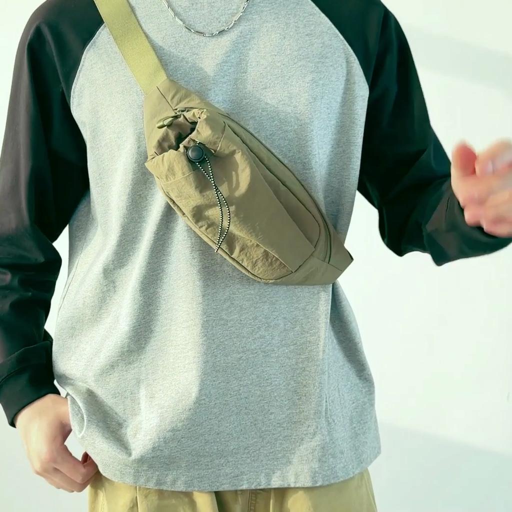 Men's Outdoor Waist Bag Water Kettle Bag Solid Color Mobile Phone Bag Chest Bag Crossbody Bag
