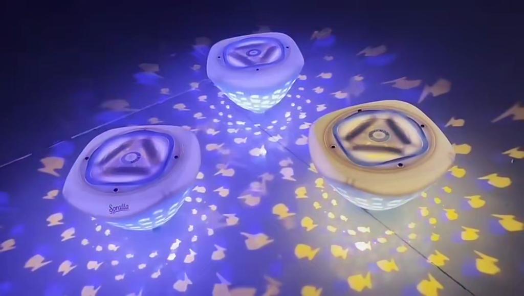 Fish Pattern Swimming Pool Fountain Projector Light Battery Operated Submersible LED Light for Pond Bathtub Hot Tub Spa Kids Gift Party Decor