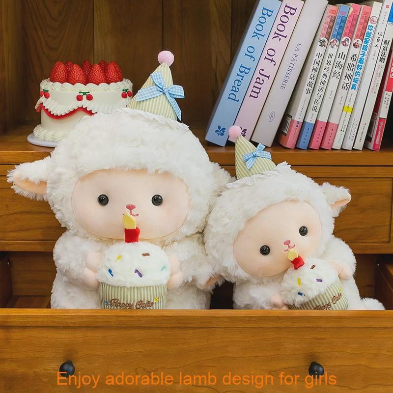 Pecora di Peluche per Bambini Giocattolo Carino Cuscino per Dormire Regalo per Bambini