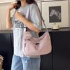 Simple Solid Color Drawstring Design Women Shoulder Bags With Letter Print Coin Purse For Daily Urban Use