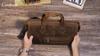 CONTACT'S Genuine Leather Briefcase Shoulder Messenger Bags Vintage Crazy Horse Leather Bag for 13.3 inches Laptop Large Capacity Business Bags