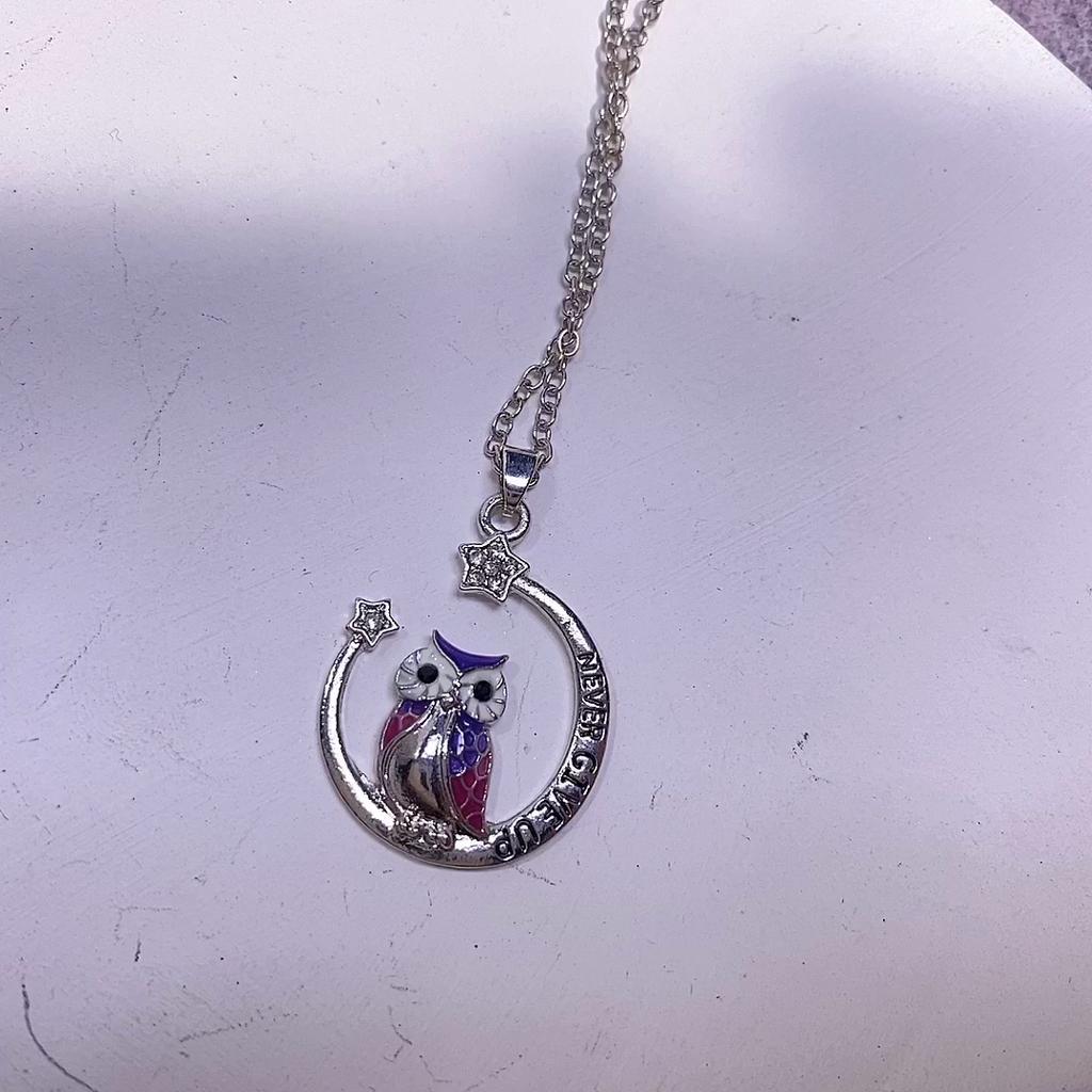 Creative Silver Star Owl Pendant Necklace for Women Cute Animal Necklace Special Christmas Gift