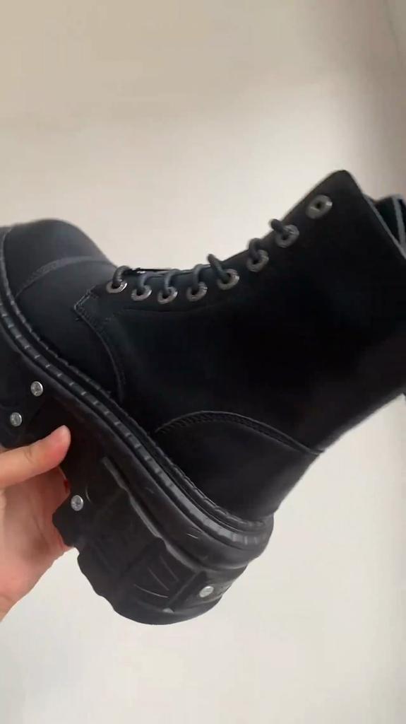 Punk Style Women Boots Lace-up Heel Height Platform Shoes Woman Gothic Ankle Rock Boots Metal Decor Man And Woman Sneakers