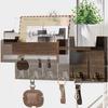 Solid Wood Wall-Mounted Organizer, Multi-Purpose Mail Key Hook Rack, Compact Storage Shelf For Bedroom Study Entryway Home Decor