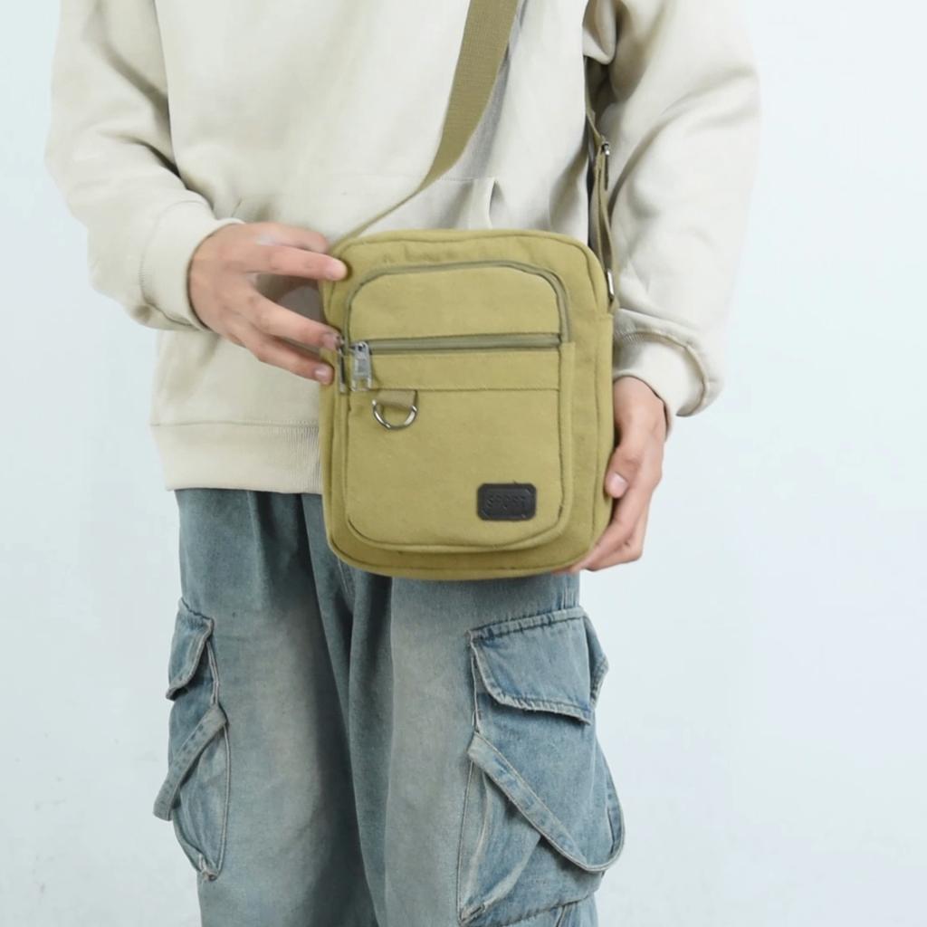 Solid Color Outdoor Travel Bag Men's Shoulder Bag Waterproof Wear-Resistant Large Capacity Crossbody Bag