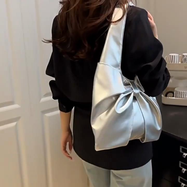 Yogodlns Casual Shoulder Bag for Women New Sweet and Simple Underarm Bag Bow Design Large Capacity Handbag