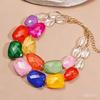 Double-layer Irregular Acrylic Beaded Necklace for Women Dopamine Bohemia Clavicle Chain Vacation Style Fashion Jewelry Gift C