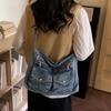 Vintage Large Capacity Denim Messenger Bag Women's Shoulder Crossbody Bag