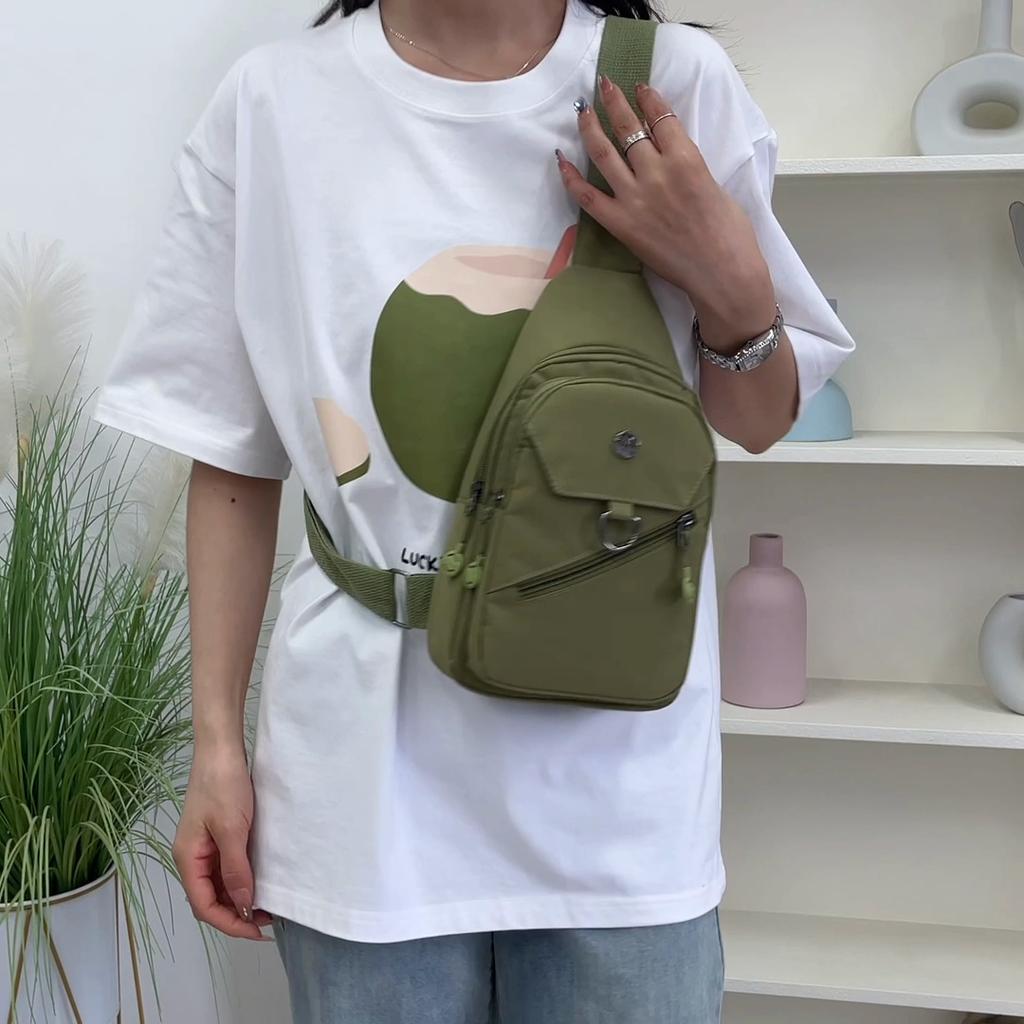 Damen-Brusttasche mit mehreren Reißverschlusstaschen und verstellbarem Riemen