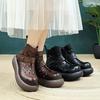 Johnature Retro Breathable Hollow-out Summer Boots Genuine Leather Short Boots Versatile Women's Flat Platform Shoes