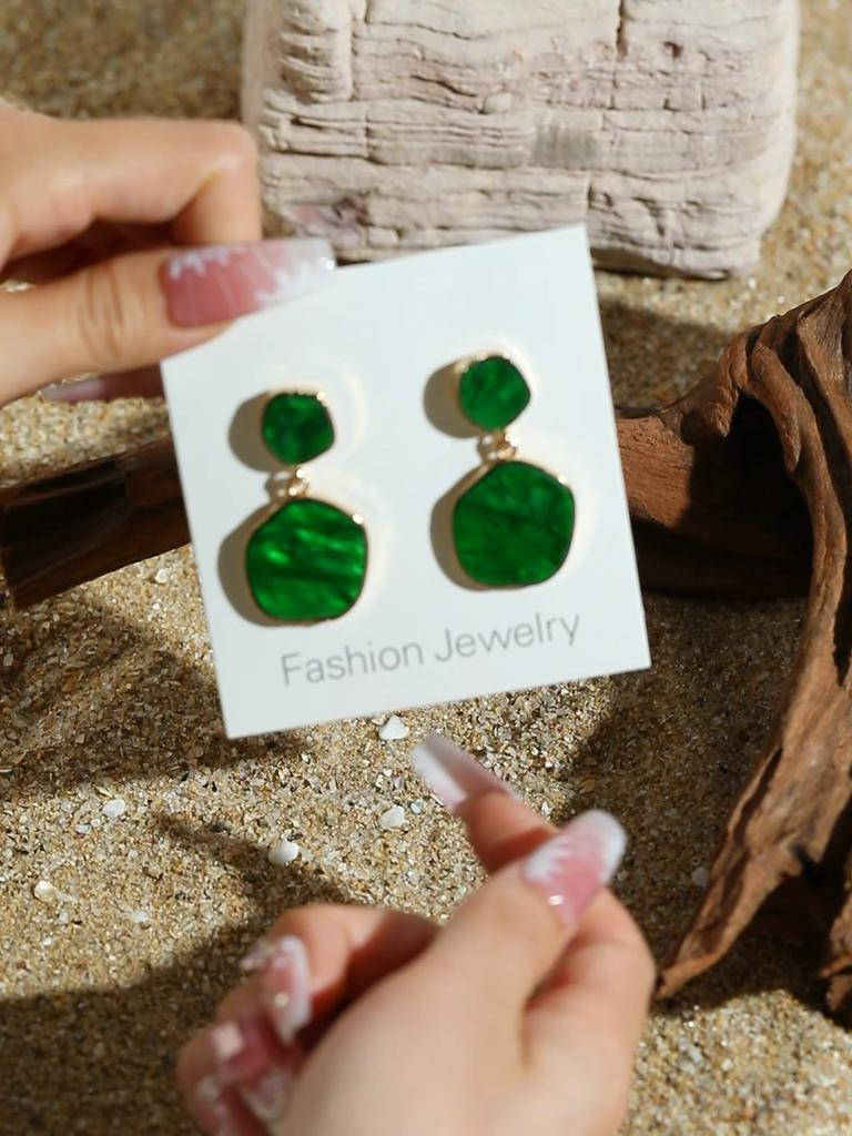 2PCS Simple Fashionable Drip Alloy Geometric Irregular Drop Earrings Jewelry for Women Girls Elegant Luxurious Jewelry