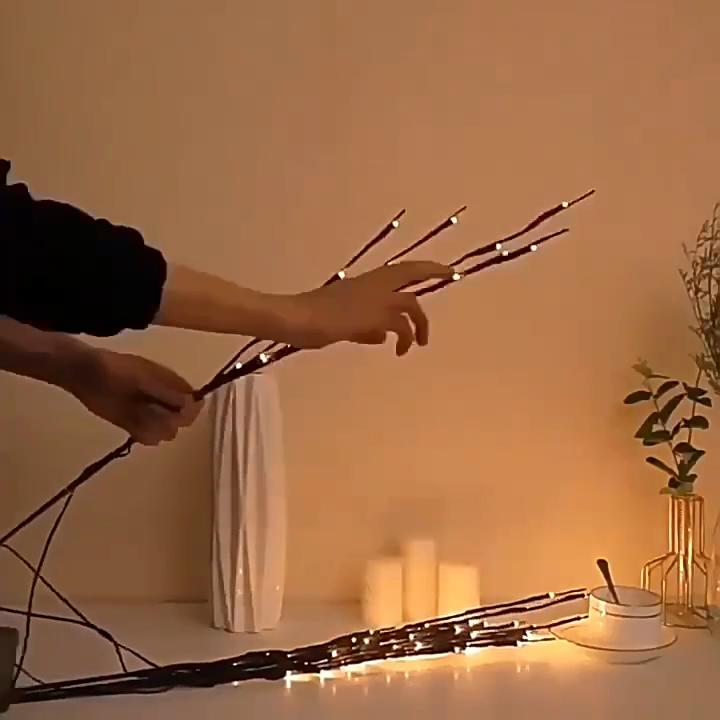 20LED Artificial Tree Branches Lights Battery Powered Fake Branches Lamp for Desktop Nordic Wedding Valentine's Day Decorative