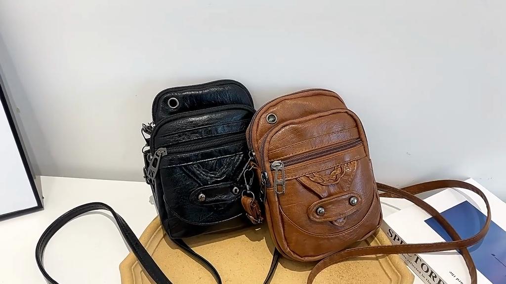 Multifunktionale kleine Umhängetasche aus weichem PU-Leder für Damen, Vintage-Designer, Handy-Geldbörse, kleine Umhängetasche für Damen