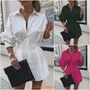 Elegante Abito Camicia da Donna a Maniche Lunghe Mini Abito con Vestibilità Comoda e Design alla Moda