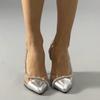 Women's Fashion Silver Color Women's Evening Dress Heeled Shoes
