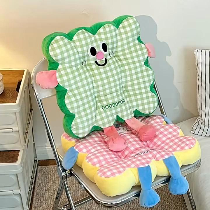 Cartoon Square Cotton Cushion, Reliable and Dual-use for Sitting, Comfortable and Stress Relieving Home Decoration, Seat Cushion