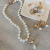 Stylish Pearl Disc Necklace With Copper Chain Sophisticated And Chic Jewelry For Women