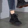 Johnature Genuine Leather Handmade Retro Roman Boots Women's Thick Sole Lace-up Short Boots