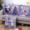 1PC New Christmas Square Purple Decorative Pillowcase Santa Claus Snowman Single-Sided Cushion Cover