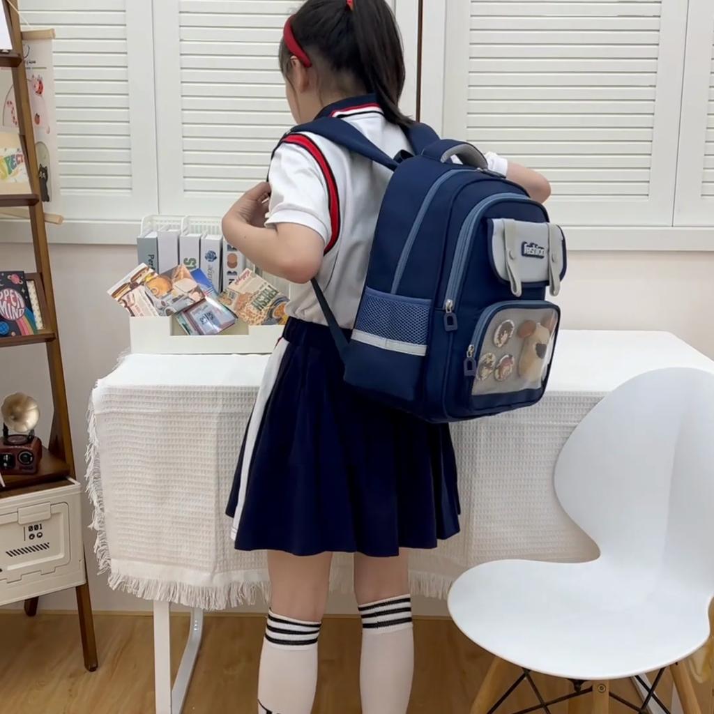 Children's Backpack Grade 1-6 Backpack Men's And Women's Ridge Protection Multi-compartment Student Schoolbag