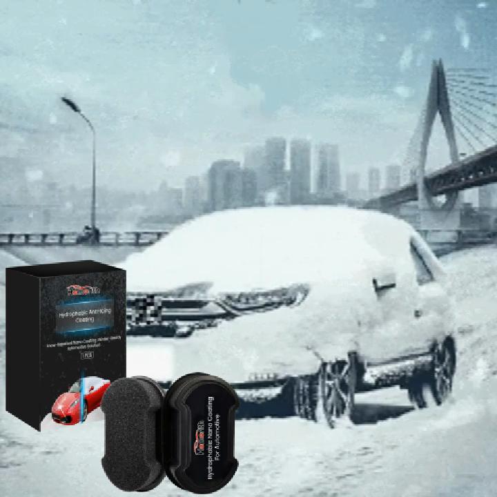 Homonth Nano-Hydrophobic De-Icing Sponge Wipe, 3-in-1 for Car Windows + Mirrors + Headlights (Includes Antifreeze Reservoir)
