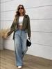 Women Faux Leather Jacket Spring Autumn Female Vintage Loose Zipper Coat with Belt Moto Biker Outwear