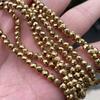Farbbeständigkeit, vergoldet, natürliche Hämatit-Perlen, facettiert, rund, lose Rondelle-Perlen für Schmuckherstellung, DIY-Armband, 2/3/4 mm