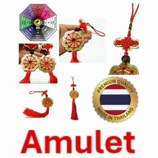 Thai Amulet Feng Shui Mystic Knot 10 Coins Buddhist Retro Vintage Protect Charm Talisman Powerful Wealth Success Health Luck Jewelry