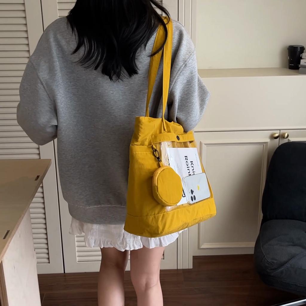 Solid Color Bag Student Large Capacity Shoulder Bag Women's Tote Bag