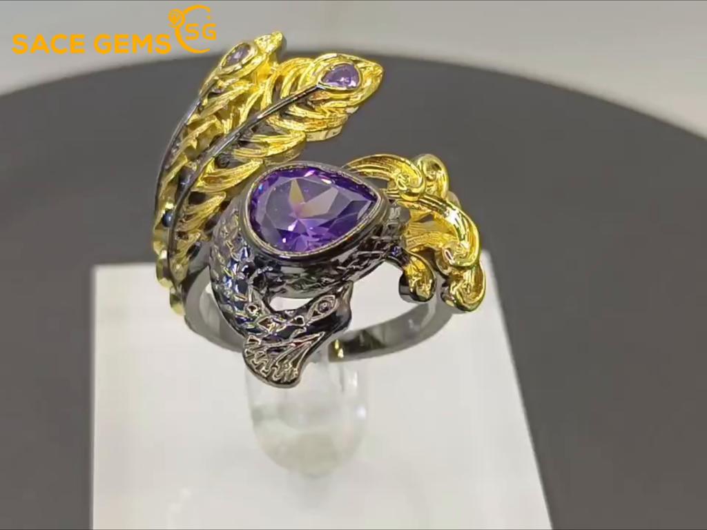 Sace Gems Classic Copper Alloy Zircon Ring Ladies Jewelry Wedding Promise Party Gift