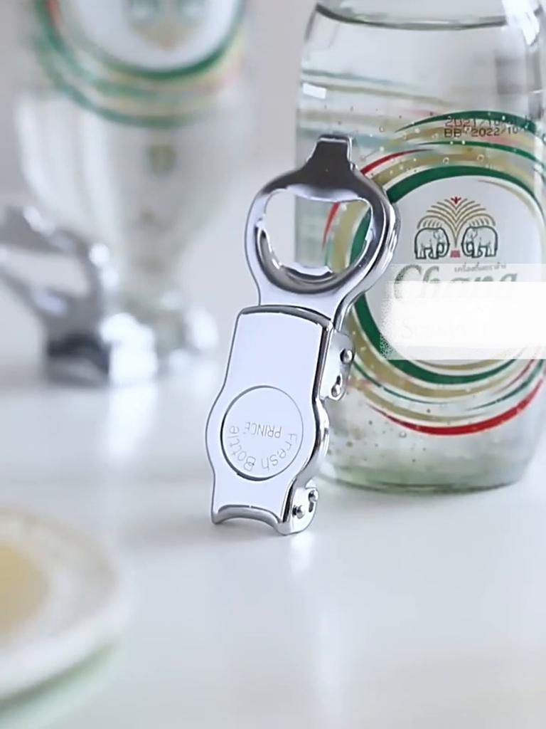 Stainless Steel Bartender Soda Water Bottle Opener Multi-functional Folding Beer Can Opener