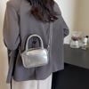 New textured silver small square bag niche versatile large capacity simple shoulder messenger bag bag women