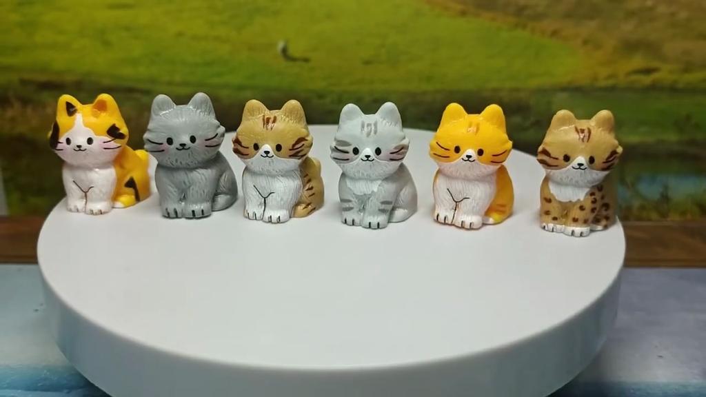6Pcs/set Cartoon Cat Animal Miniatures Resin Desktop Ornaments Fairy Garden Decoration Micro Landscape