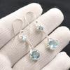 Sky Blue Topaz Gemstone 925 Solid Silver Jewelry Zircon Earrings 1.84" For Gift CZE-9-4
