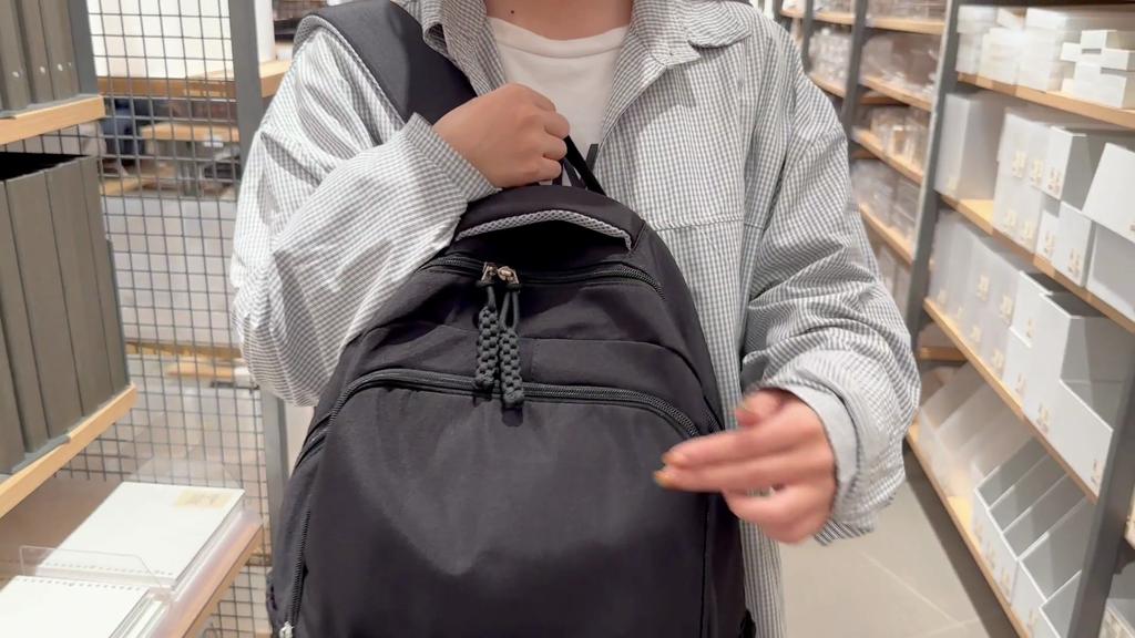 Schoolbag Female Middle School Student Backpack Solid Color Large Capacity Computer Travel Backpack