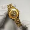 Ceas de cuarț pentru bărbați de lux de marcă de top Ceas cu dragon de aur în relief în stil chinezesc, cu bandă de oțel