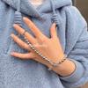 Vakker mote Elegant Sølvfarge Ball Beads Kjede Armbånd med Ring Kvinner Dame Søt Armbånd Nydelige smykker