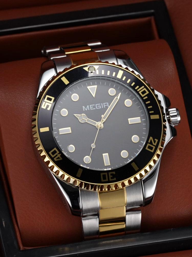 MEGIR Luxury Stainless Steel Strap Men's Business Wristwatches Waterproof Male Quartz Military Watches Clock Reloj Hombre 1090