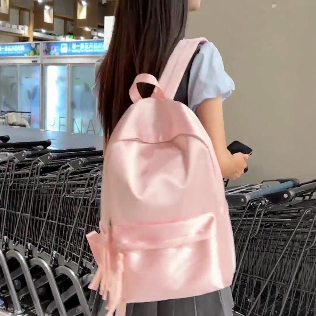 Middle School Student Solid Color Schoolbag Women's Large Capacity Backpack