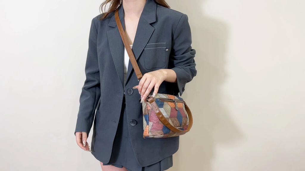 Vintage Contrast Color Bag Middle-Aged and Elderly Mother's Bag Mobile Phone Coin Purse Women's Crossbody Bag