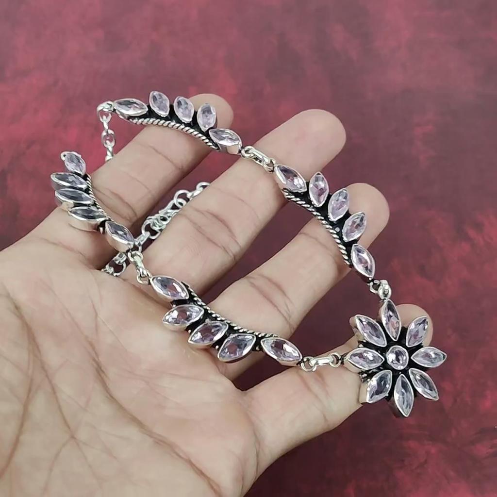 Pink Kunzite Jewelry, 925 Solid Sterling Silver Necklace, Handmade Gemstone Jewelry Necklace For Memorial Day