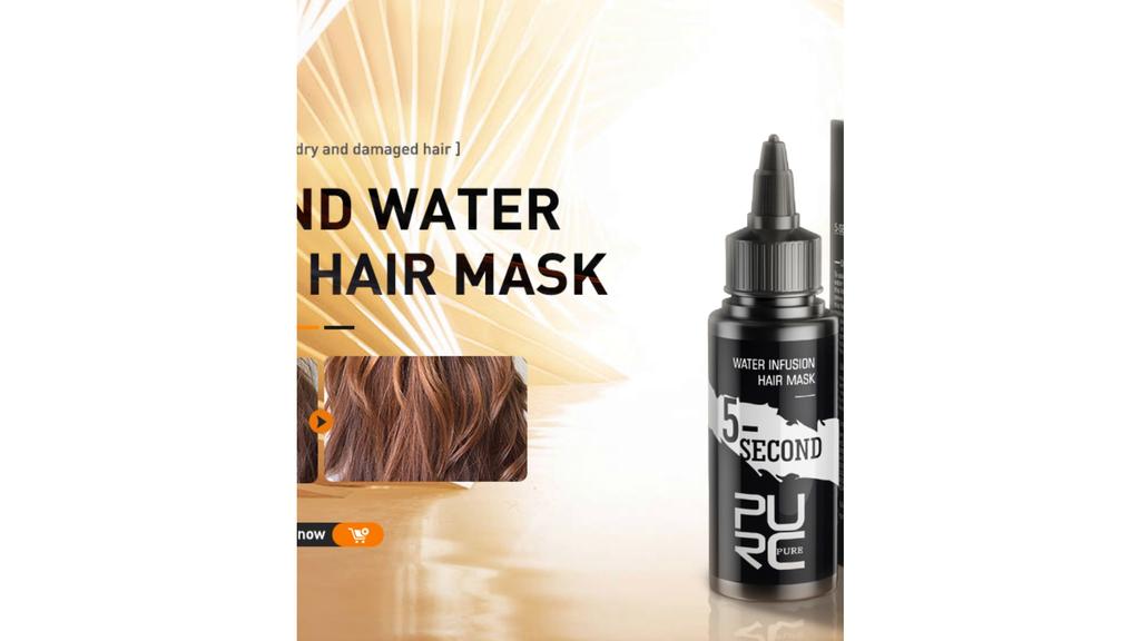 PURC 5vteřinová vodní infuzní maska ​​na vlasy hydratační vyživující Bright Smoothing Soft Repair Tekutý krém pro péči o poškozené vlasy 60 ml