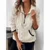 Women Half‑Zip Sherpa Fleece Pullover, Fuzzy Oversized Sweatshirt with Pockets, Soft Warm Fall Winter Casual Sweater Top