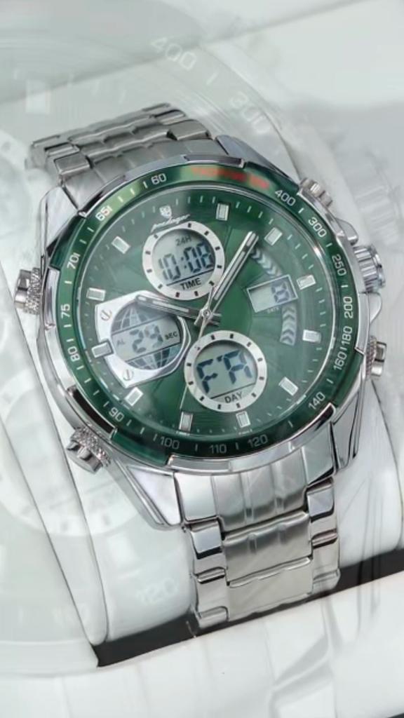 POEDAGAR Clock Waterproof Electronic LED Luxury Watches Dual Time Display Digital Stainless Steel Quartz Watch