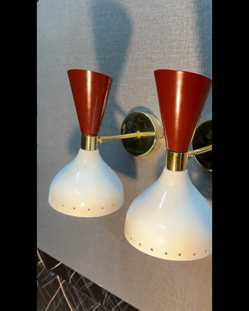 Mid Century Italian Diabolo Wall Sconce: Handmade Brass Vanity Light