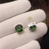 Green Tourmaline Gemstone 925 Sterling Silver Jewelry Handmade Stud Earring 1" For Your Love EE-181-17