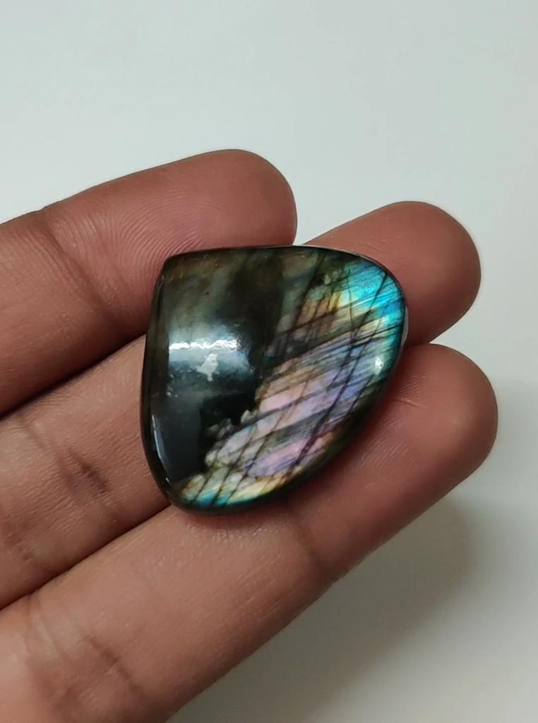48.25 Carat, Multi Flashy Labradorite Cabochon Gemstone, 33x27x7 MM Size.
