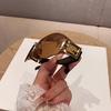 Women's Retro Frameless Oval Curved Lens Sunglasses Metal Sunglasses